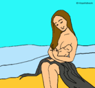 Dibujo Madre con su bebe pintado por gamboa