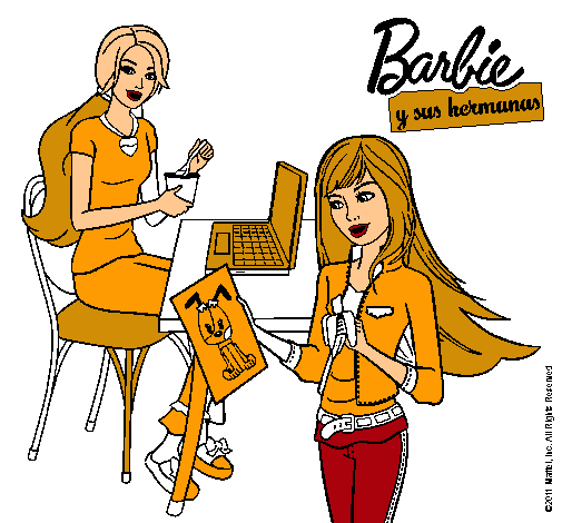 Barbie y su hermana merendando