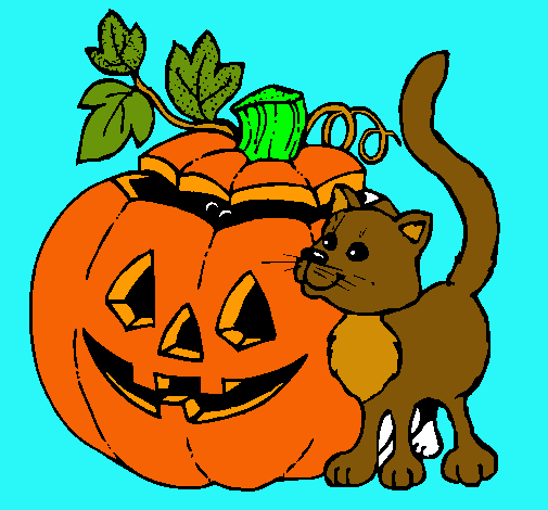 Calabaza y gato