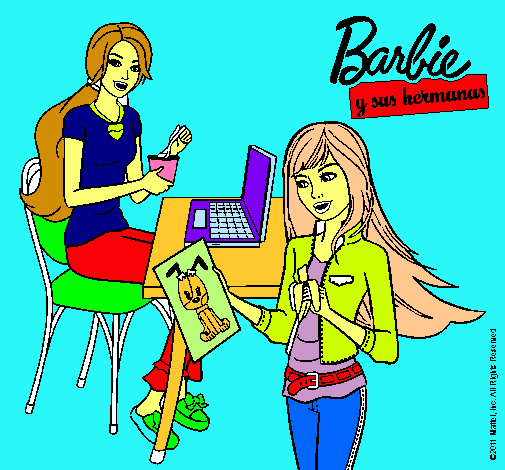 Barbie y su hermana merendando