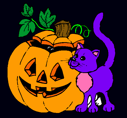 Calabaza y gato