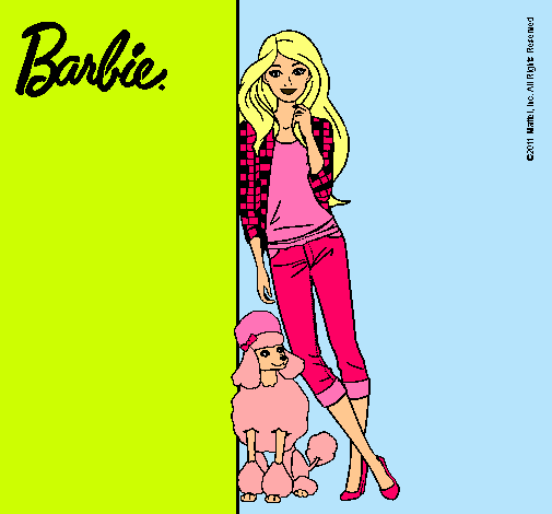 Barbie con cazadora de cuadros