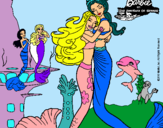 Dibujo Barbie sirena y la reina sirena pintado por frh5