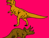 Dibujo Triceratops y tiranosaurios rex pintado por yuthiel