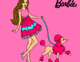 Dibujo Barbie paseando a su mascota pintado por henrry