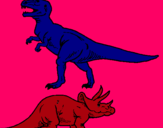 Dibujo Triceratops y tiranosaurios rex pintado por abbona