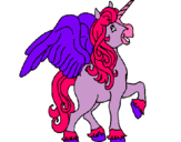 Dibujo Unicornio con alas pintado por real