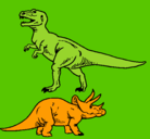 Dibujo Triceratops y tiranosaurios rex pintado por rogerramos
