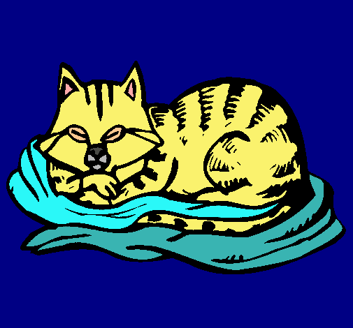 Dibujo Gato en su cama pintado por CHIVAS