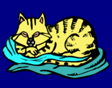 Dibujo Gato en su cama pintado por CHIVAS
