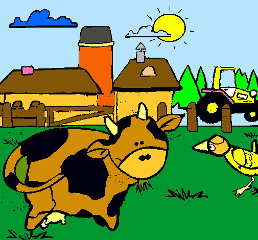 Vaca en la granja