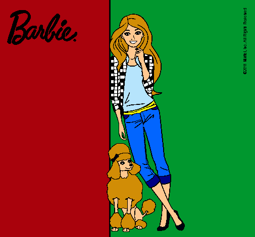 Barbie con cazadora de cuadros