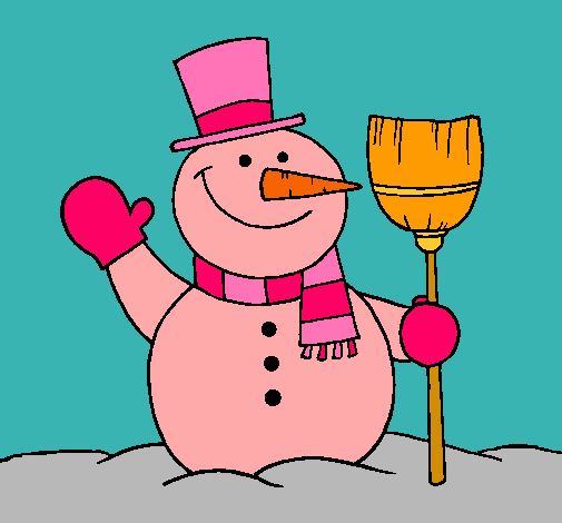 Dibujo muñeco de nieve con escoba pintado por 2284