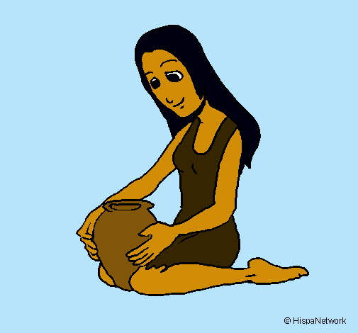 Dibujo Mujer y jarrón pintado por avaeac