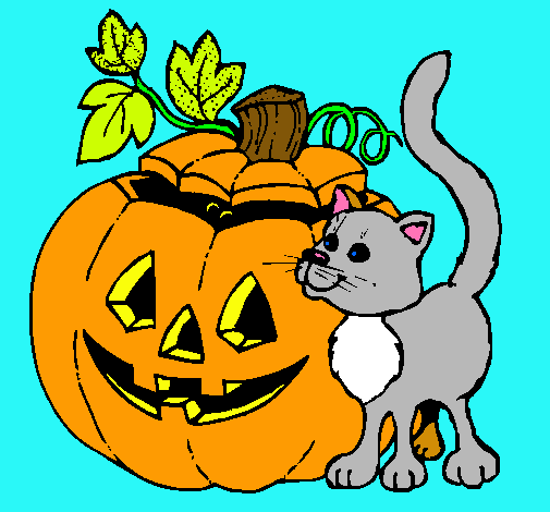 Calabaza y gato