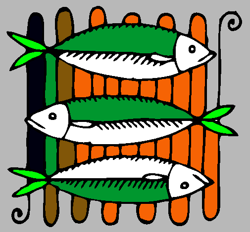 Dibujo Pescado a la brasa pintado por LUIYI