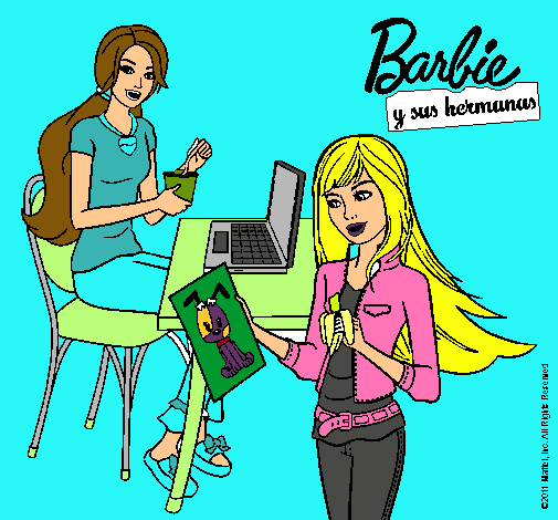 Barbie y su hermana merendando