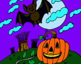 Dibujo Paisaje de Halloween pintado por boli