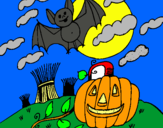 Dibujo Paisaje de Halloween pintado por lindaakoo