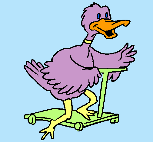 Pato en patinete