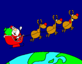 Dibujo Papa Noel repartiendo regalos 3 pintado por sintia