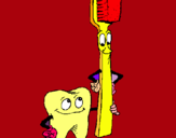Dibujo Muela y cepillo de dientes pintado por idujon