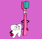 Dibujo Muela y cepillo de dientes pintado por  evelinleria