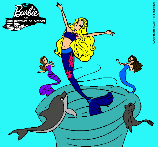 Dibujo Barbie sirena contenta pintado por issayanna