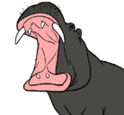 Dibujo Hipopótamo con la boca abierta pintado por Desita