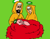 Dibujo Natividad pintado por pesebre