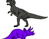Dibujo Triceratops y tiranosaurios rex pintado por javiercito