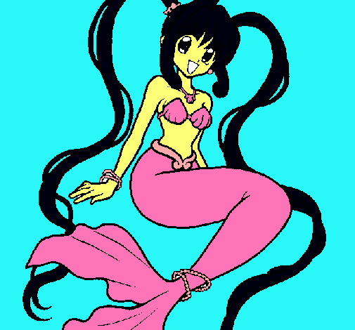 Dibujo Sirena con perlas pintado por luchianana