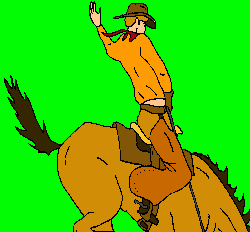 Dibujo Vaquero en caballo pintado por pecos8