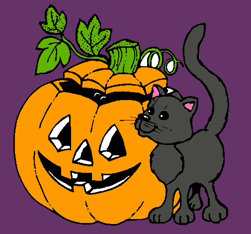 Calabaza y gato