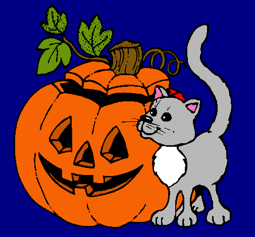 Calabaza y gato