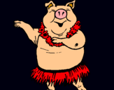Dibujo Cerdo hawaiano pintado por amalia