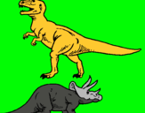 Dibujo Triceratops y tiranosaurios rex pintado por kinberlin_13