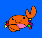 Dibujo Acuarel el cangrejo pintado por dianas