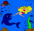 Dibujo Barbie jugando con un delfín pintado por AINARA05