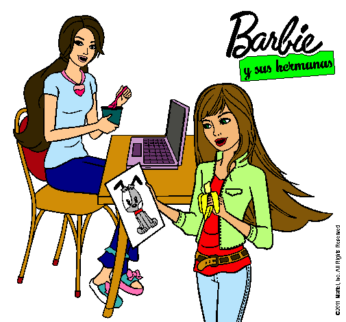 Barbie y su hermana merendando