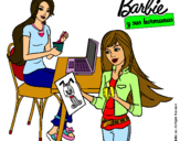 Dibujo Barbie y su hermana merendando pintado por inesrx