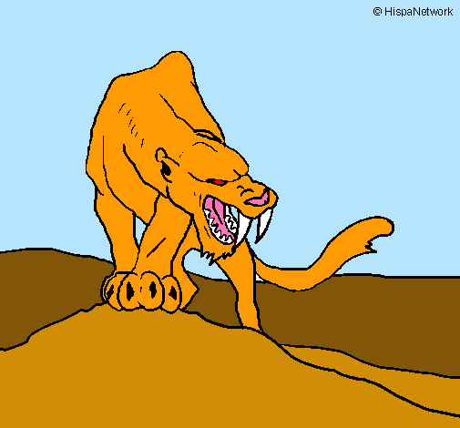 Dibujo Tigre con afilados colmillos pintado por abbi