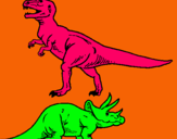 Dibujo Triceratops y tiranosaurios rex pintado por oscarito852