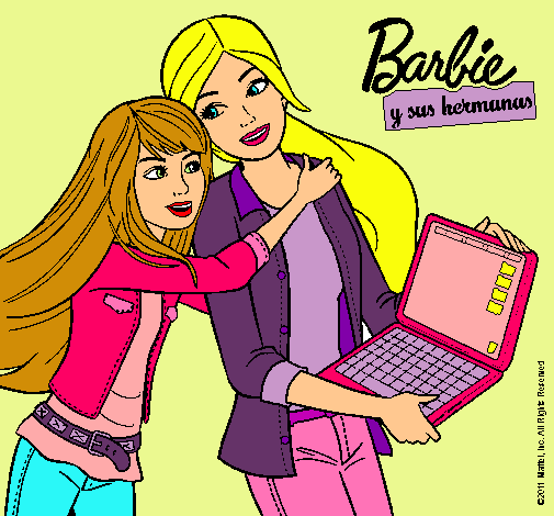 Dibujo El nuevo portátil de Barbie pintado por Loren