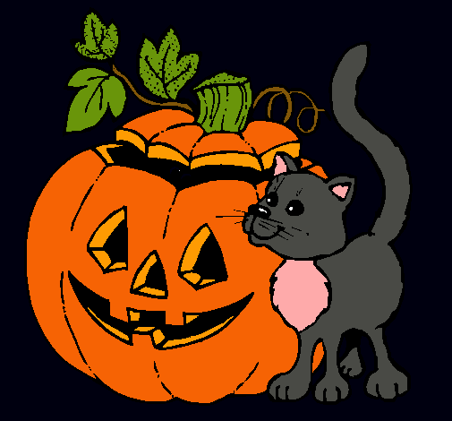 Calabaza y gato