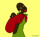 Dibujo Africana con pañuelo portabebé pintado por malena-