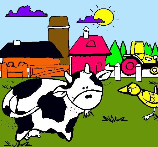 Vaca en la granja