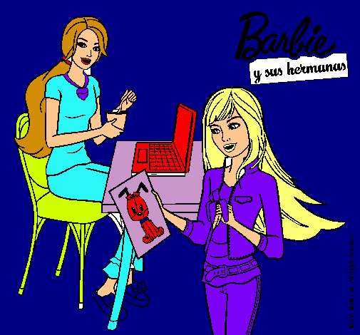 Barbie y su hermana merendando