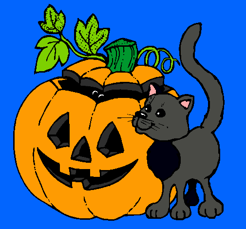 Calabaza y gato