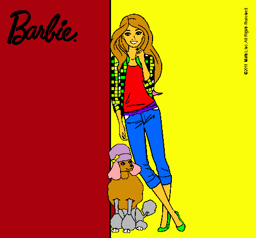 Barbie con cazadora de cuadros